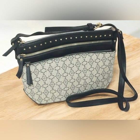 Nanette Lepore Shoulder & Crossbody Bag Black & White, N Print, 3Zippers&Rivets - Picture 14 of 14